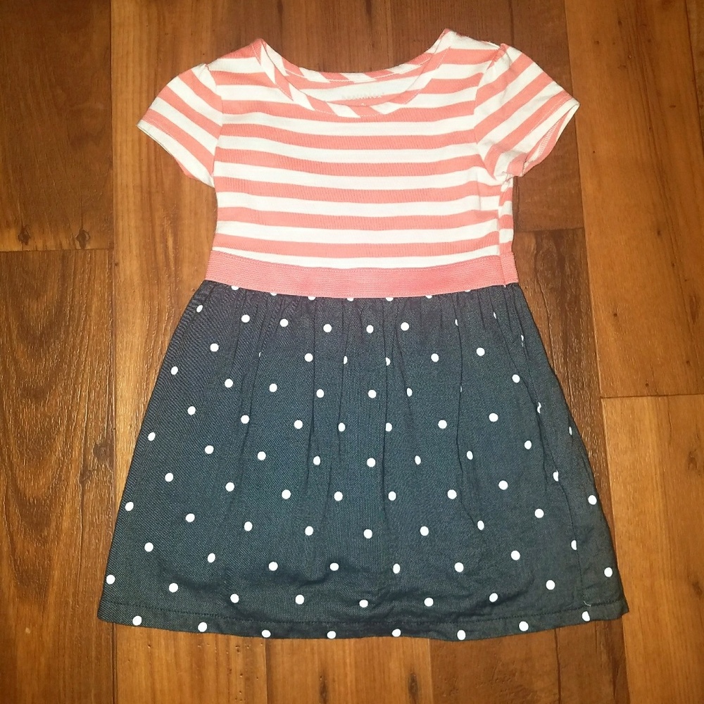 Coral Stripe Dress For Toddler Girl
